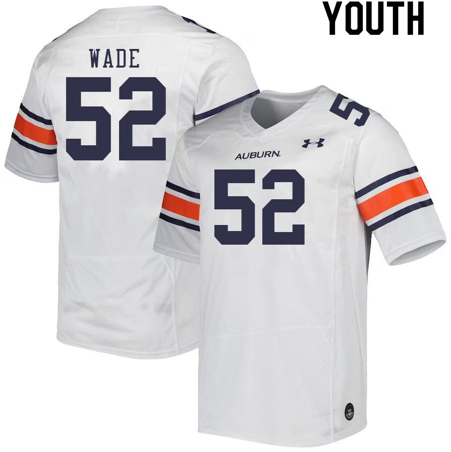 Youth #52 Dillon Wade Auburn Tigers College Football Jerseys Stitched-White